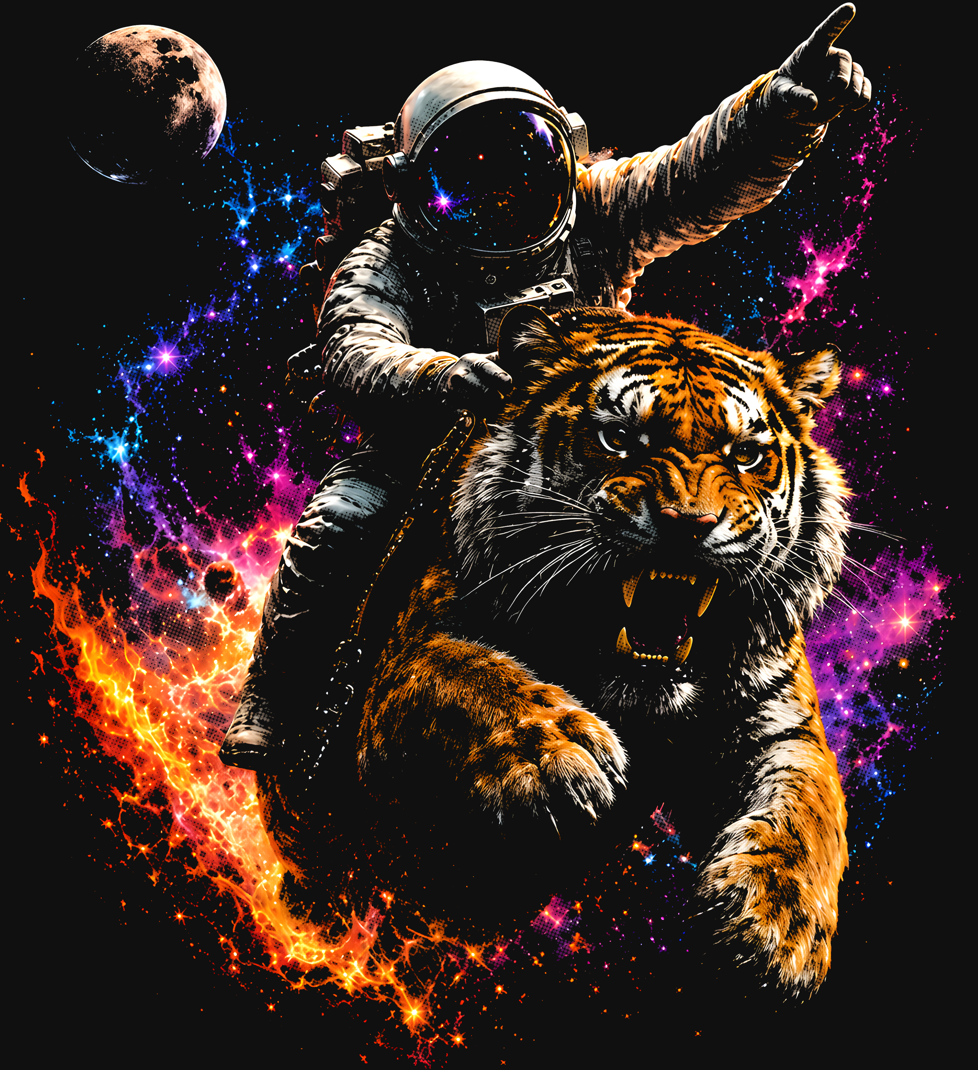 Same tiger art after MajorDTF prep — high-res, transparent, print-ready